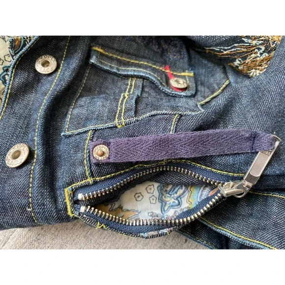 RARE! People 4 Peace Embroidered Denim Jacket, Large, Boho, Unique, Hippy, Y2K - Picture 8 of 12